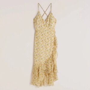 Abercrombie & Fitch‎ Floral Maxi Dress Criss Cross Back Yellow XL